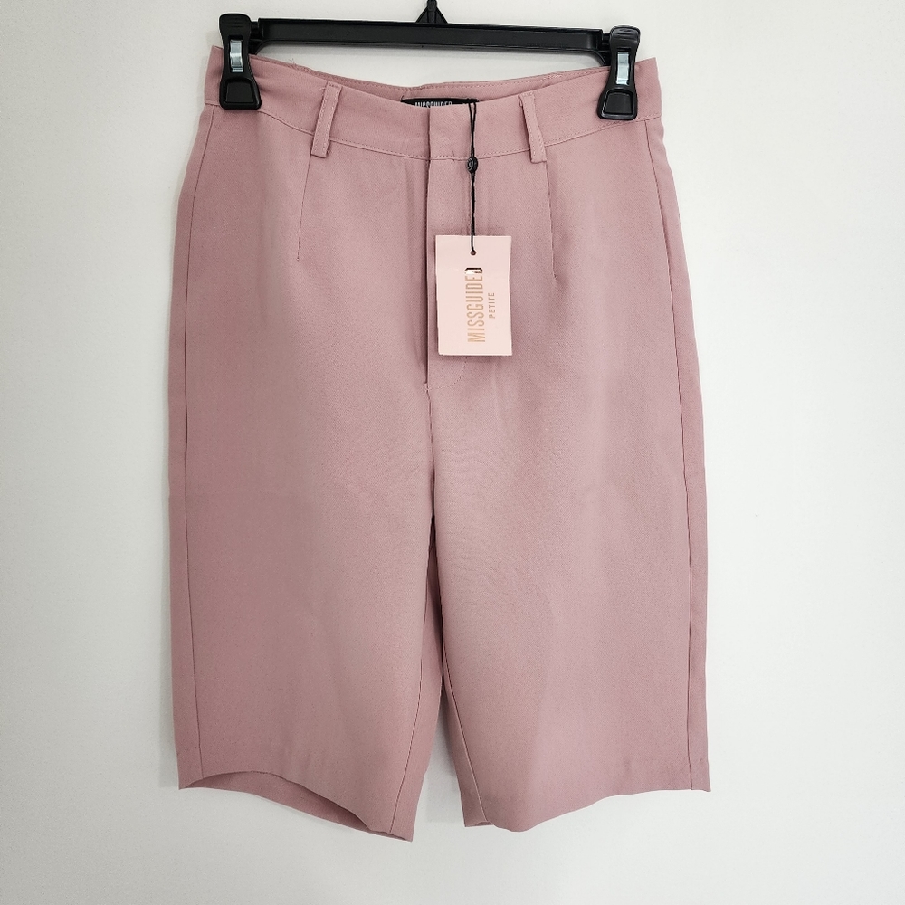 Missguided Petite Tailored Longline Shorts Pink Size US 2